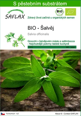 Obrázek produktu pro SAFLAX - BIO - Šalvěj - Salvia officinalis - 60 Semena - S pěstebním substrátem bez klíčků