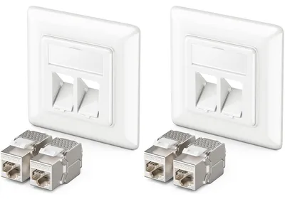 Produktbild von deleyCON RJ45 Netzwerkdose Unterputz 10 Gbit/s Cat6a, 2 Stück - Weiß