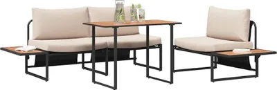 Immagine prodotto di vidaXL Set da pranzo da giardino, 3 pezzi, color taupe, in acciaio