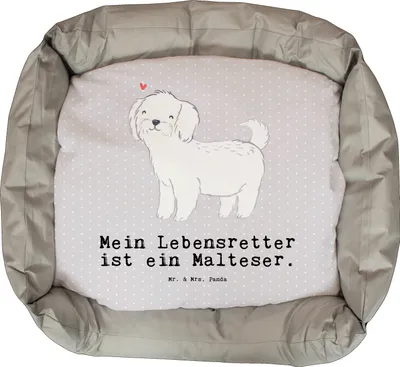 Produktbild von Mr. & Mrs. Panda Hundesofa Malteser Lebensretter - Grau Pastell - Geschenk, Valentinstag, Hund, Ostern, Muttertag, Welpen, Vatertag