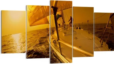 Produktbild von Bild auf Leinwand - Leinwandbild - Ozean Segelboot Yacht - 160x85cm - Wand Bild - Wanddeko - Leinwanddruck - Bilder - Kunstdruck - Wanddekoration - Leinwand bilder - Wandkunst - EA160x85-0322