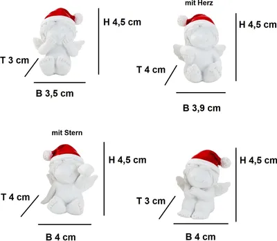 Produktbild von 12 Stück Engel mit Nikolausmütze Figuren H 4,5 cm Engelfiguren Dekofiguren