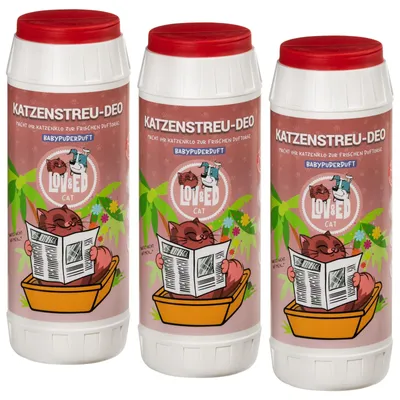 Produktbild von Lov&Ed Deo für Katzentoiletten mit Babypuderduft, 3x 750g
