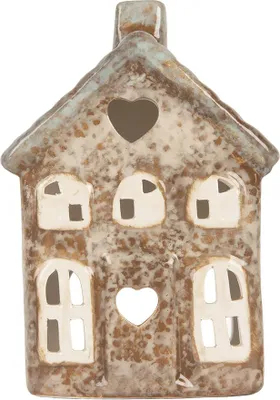 Immagine prodotto di Clayre & Eef Portacandele House 9x6x13 cm in Vetroceramica beige