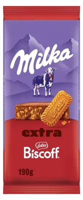 Obrázok produktu pre Milka EXTRA Lotus Biscoff Alpine mliečna čokoláda 190g