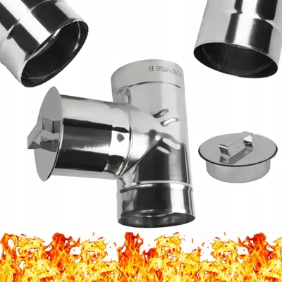 Immagine prodotto di Raccordo a T 90° con Tappo Cieco per Camino in Acciaio Inossidabile INOX - Tubo a T con Coperchio Rotondo per Tubi da Forno 180mm - Ø 180 mm
