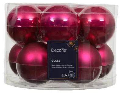 Productafbeelding van Kerstballen glas d6 cm pink 10 st Decoris