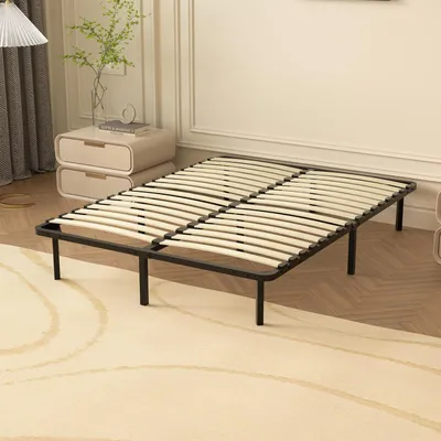 Image de DEWINNER Sommier 140x190 | Sommiers à Lattes avec 9 Pieds pour Adulte | 2x16 Lattes | Cadre de Lit 140 x 190 avec Sommier | Hauteur du Cadre de Lit 29