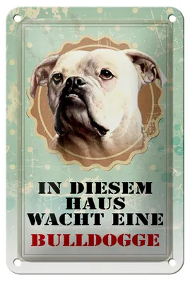 Produktbild von Blechschild Hund 12x18cm in diesem Haus wacht Bulldogge