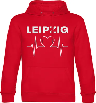 Produktbild von multifanshop Kapuzen Sweatshirt - Leipzig - Herzschlag, rot, Größe L