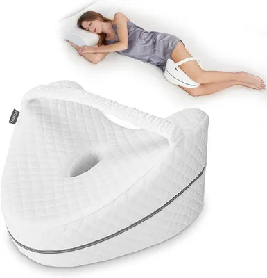 Produktbild von Kniekissen, Ergonomisches Seitenschläferkissen Memory Foam Knie Kissen Orthopädisches Kniekissen für Stützt Beine, Knie, Hüfte Rücken und Schwangerschaft, Abnehmbar und Waschbar
