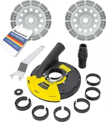 Produktbild von Absaughaube für Winkelschleifer + 2 x 180 mm Diamantschleiftopf PROFI QUALITÄT