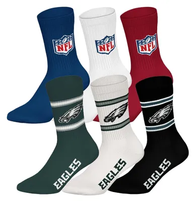 Produktbild von NFL Uni Socken, 6er Pack - NFL Teams, 6Pack Crew Socks, Football, Logo, Baumwollmischung Philadelphia Eagles/Mix 43-46