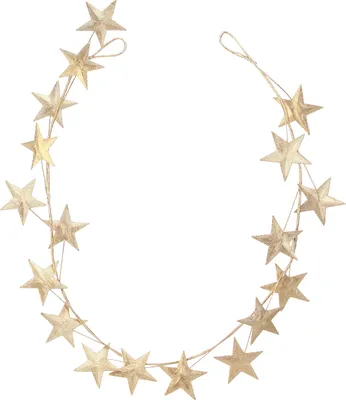Produktbild von Weihnachtliche Sternengirlande in Gold, Metall, Retro Weihnachtsdeko, Länge 180cm