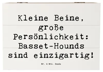 Produktbild von Mr. & Mrs. Panda Geschenkbox Spruch Basset Hound Persönlichkeit 22 x 15 cm - Weiß - Geschenk, fotobox, Schatulle, Glück, loyaler Begleiter, Freude, Truhe, Hunderasse, Box