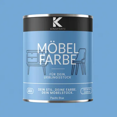 Produktbild von Kenzopaints 750ml Möbelfarbe Möbellack Buntlack Farbraum - Pacific Blue