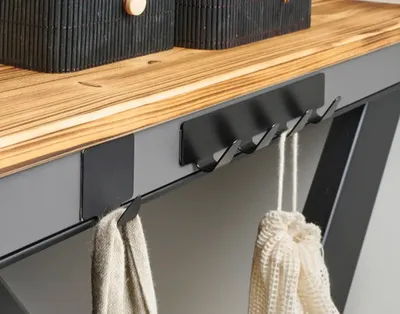 Produktbild von Hettich Garderobenhaken Edelstahl 41 x 35 mm selbstklebend schwarz - 2 Stück