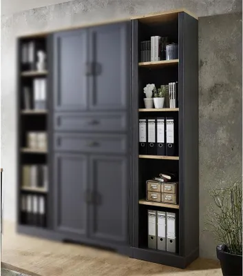 Produktbild von Büroregal Regal Jasmin in graphit grau Akzente Artisan Eiche