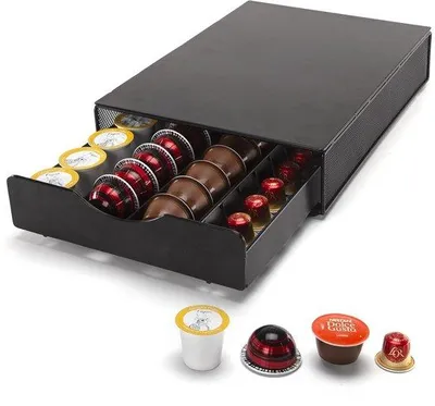 Image de Porte-capsules à café - Permet de ranger et de gagner de la place - Pièce unique - Noir - Robuste