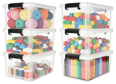 6er-Set Aufbewahrungsboxen, 1,25 l, stapelbar, transparent, 17,7x13x8,2 cm