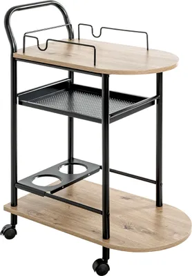 Produktbild von Küchenwagen >52480< in eiche, schwarz, MDF, Metall - 65x83x35cm (BxHxT)