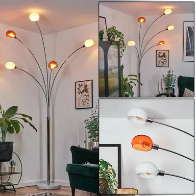 Produktbild von Suio Stehlampe aus Metall in Schwarz/Orange/Weiß, Retro-Design