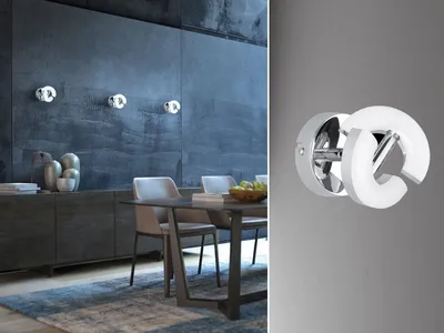 Produktbild von LED Wandleuchte Wandspot drehbar Chrom Acrylglas Wohnzimmerlampen Flurlampen