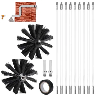 Image de Elzusha - Kit de brosses pour cheminée en nylon avec tiges flexibles