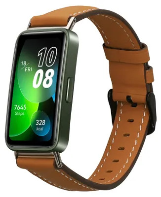 Produktbild von kwmobile Echtleder Uhrenarmband für Huawei Band 10 / 9 / 8 Armband - Ersatzarmband für Fitnesstracker - Wechselarmband Smartwatch - Braun