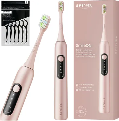 Obrázek produktu pro Spinel Care SmileON Sonický zubní kartáček růžový USB-C 3 režimy Sada péče o zuby