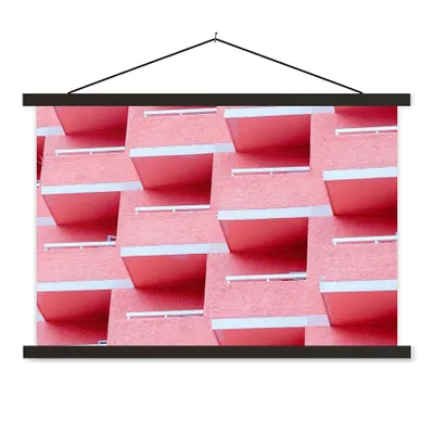 Produktbild von MuchoWow® Textilposter Rosa - Balkon - Sommer - Architektur 150x100 cm mit schwarzem Rahmen - Schlafzimmer