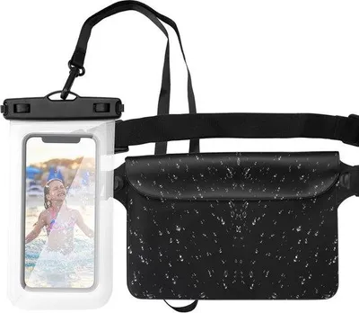 Immagine prodotto di Borsa subacquea impermeabile, 7,8 pollici, IPX8, nera, spiaggia, nuoto