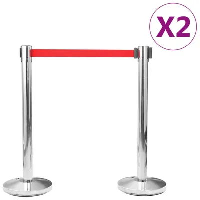 Image de vidaXL Systèmes de guidage de personnes 4 pcs. Acier inoxydable argenté