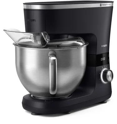 Produktbild von Philips Küchenmaschine 7000 Series, 5.5 L, Knethaken, Schneebeesen + Quirl, 1000 W, Schwarz (HR7962/01)