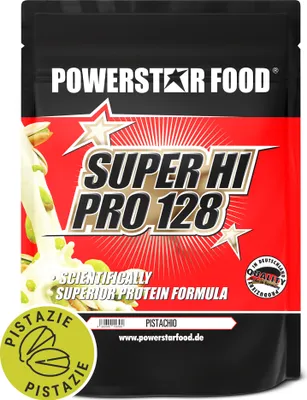 Produktbild von Powerstar SUPER HI PRO 128 | Mehrkomponenten Protein-Pulver 1kg | Höchste Biologische Wertigkeit | Protein-Shake zum Muskelaufbau | Pistachio