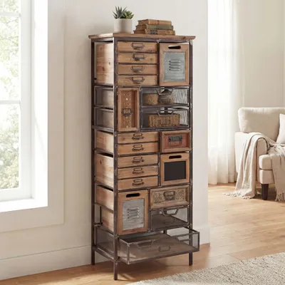 Obrázok produktu pre Lekárnička HWC-A43, komoda, masívne jedľové drevo vintage shabby vzhľad 143x56x33cm