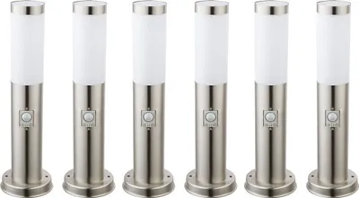 Produktbild von 6x LED Wegelampe, Edelstahl, Bewegungsmelder, IP44, H 45cm