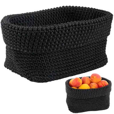 Obrázok produktu pre Solidchoice – Pletený úložný kôš, 21 x 13 x 15,5 cm, čierna farba
