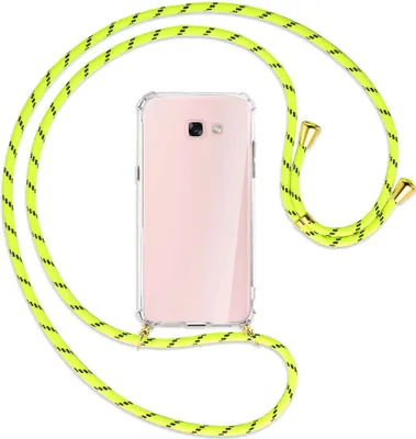Produktbild von Handykette Backcover-Schutzhülle mit Band (Metall goldfarben) für Samsung Galaxy A7 2017 - neongelb