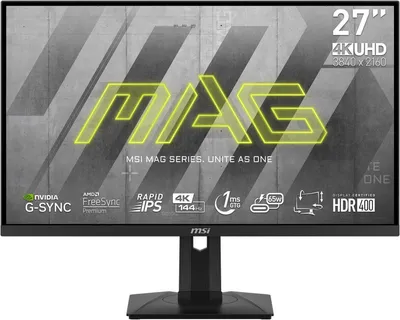 Produktbild von MSI MAG 274UPFDE - LED-Monitor - Gaming - 69 cm (27") - 3840 x 2160 4K UHD (2160p) @ 144 Hz - Fast IPS - 400 cd/m² - 1000:1 - DisplayHDR 400 - 1 ms - 2xHDMI, DisplayPort, USB-C