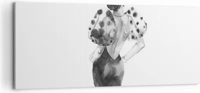 Produktbild von Bild auf Leinwand - Leinwandbild - Einteilig - Frau Aquarell Schwarz - 100x40cm - Wand Bild - Wanddeko - Wandbilder - Leinwanddruck - Bilder - Wanddekoration - Leinwand bilder - AB100x40-4805