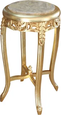 Produktbild von Casa Padrino Barock Beistelltisch mit Marmorplatte Rund Gold/Creme 72 x 39 cm Antik Stil