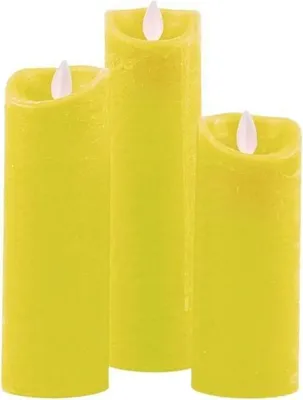 Immagine prodotto di Set di 3 candele in cera vera LED giallo FB Timer Dimmer Modalità tremolio MB-20217
