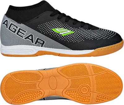 Produktbild von Herren Hallenschuhe Jungen Fußballschuhe Sportschuhe Agear Schwarz Gr.43
