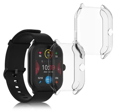 Produktbild von kwmobile 2x Silikon Hülle für Huami Amazfit GTS 4 Schutzhülle - Fullbody Display Cover Set aus Silikon - Transparent