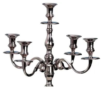 Produktbild von 5-armiger Kerzenleuchter aus Metall in Silber, Höhe 80 cm