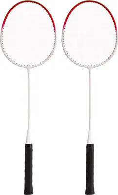 Produktbild von 2 Stück ultraleichte Badmintonschläger aus Aluminiumlegierung, Sportzubehör für Training & Wettkampf, Rot