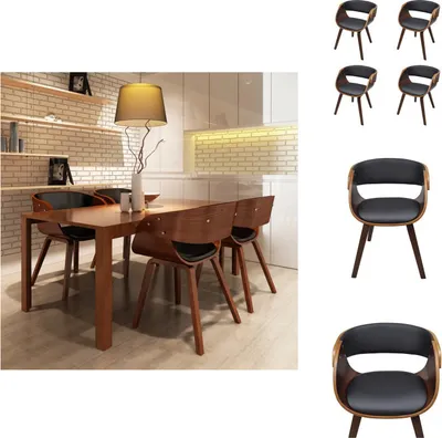 Immagine prodotto di vidaXL Sedie da pranzo 4 pz. Legno curvo marrone e Pelle finta - Sedie da pranzo