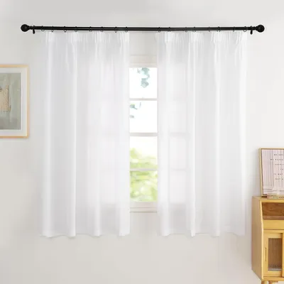 Produktbild von Vorhangpaneel-Set, halbtransparent, weiß, 2 Stück, 140 x 160 cm, mit Haken für Gardinenstange oder -schiene