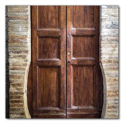 Produktbild von Wallario selbstklebende Möbelfolie/ Tischdecke für Innen und Außen, Größe: 80 x 80 cm - Holztür braun